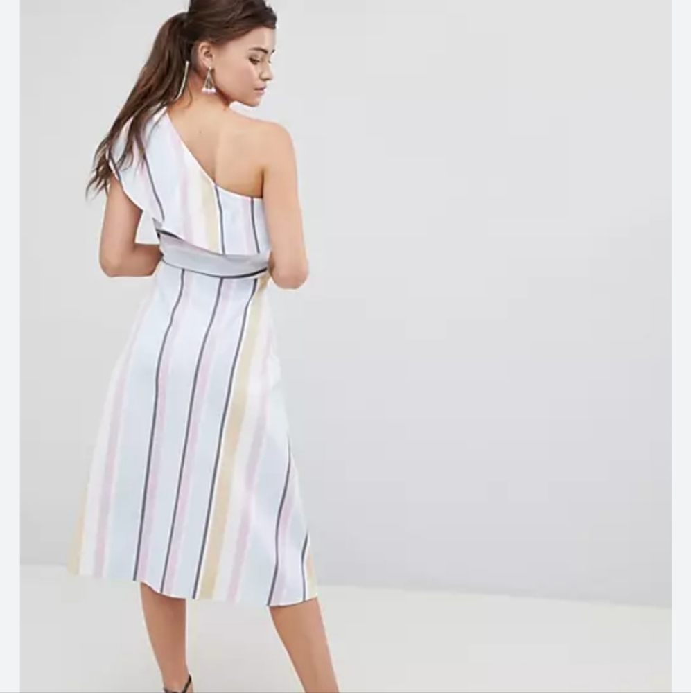 ASOS One shoulder striped midi dress